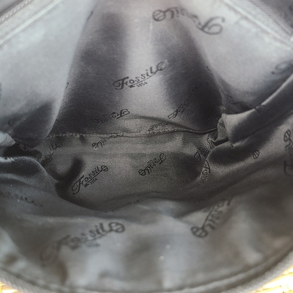 Fossil Black Leather Crossbody Shoulder Purse Bag Adjustable Strap - Picture 13 of 16